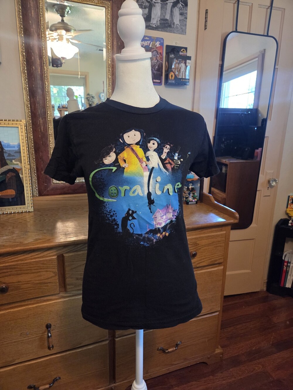 Coraline Kids Black Graphic Tee with Colorful Movie Design
